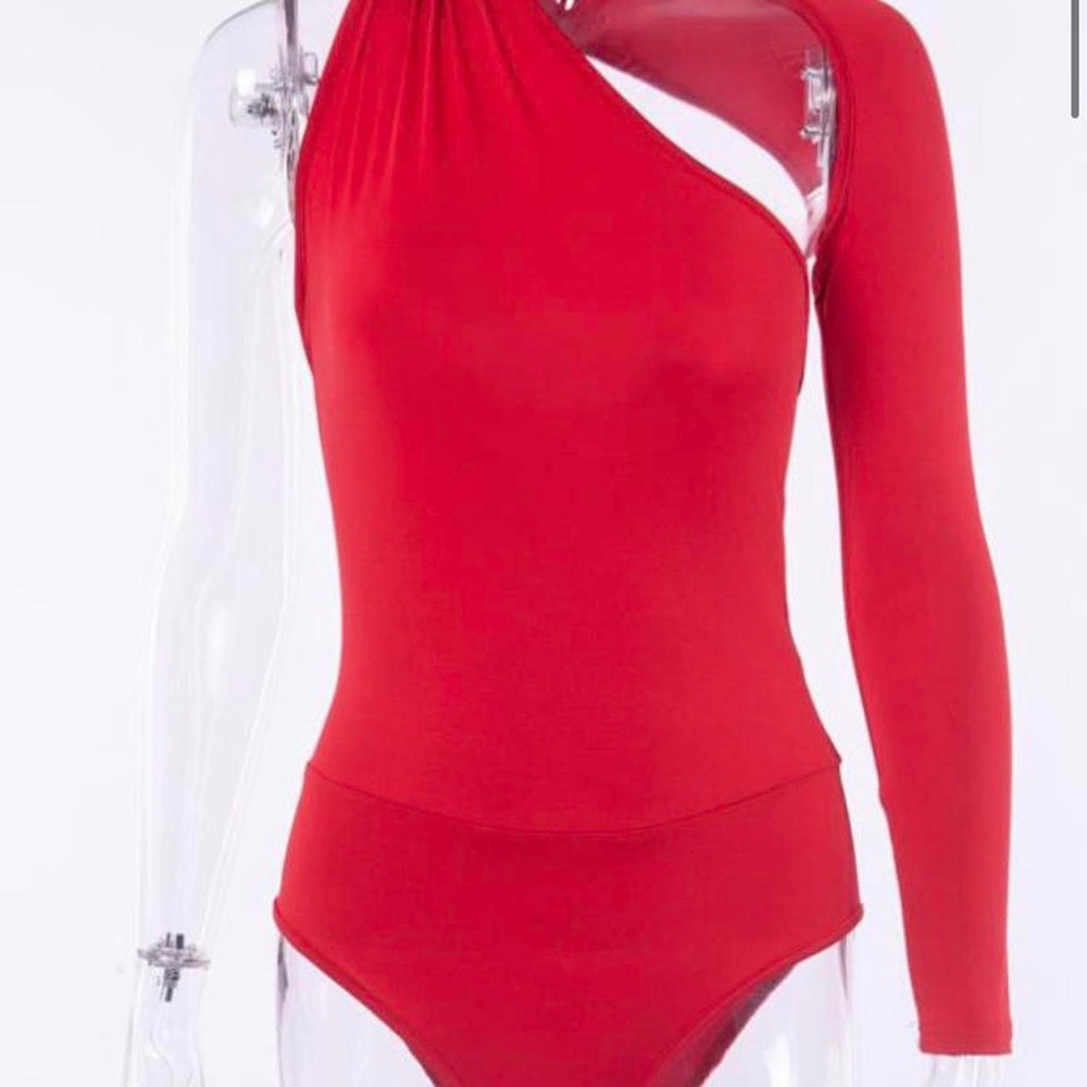 Red Asymmetric Bodysuit